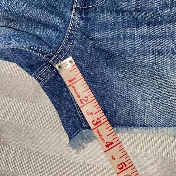 American Eagle Denim Short Overalls Shortalls Size S/P Frayed Hem Women’s GUC. - Picture 12 of 16